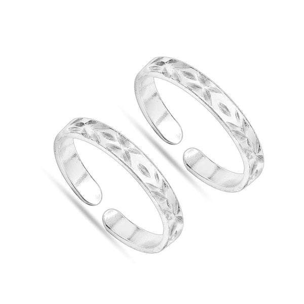 925 Sterling Silver Diamond Cut Toe Ring for Women