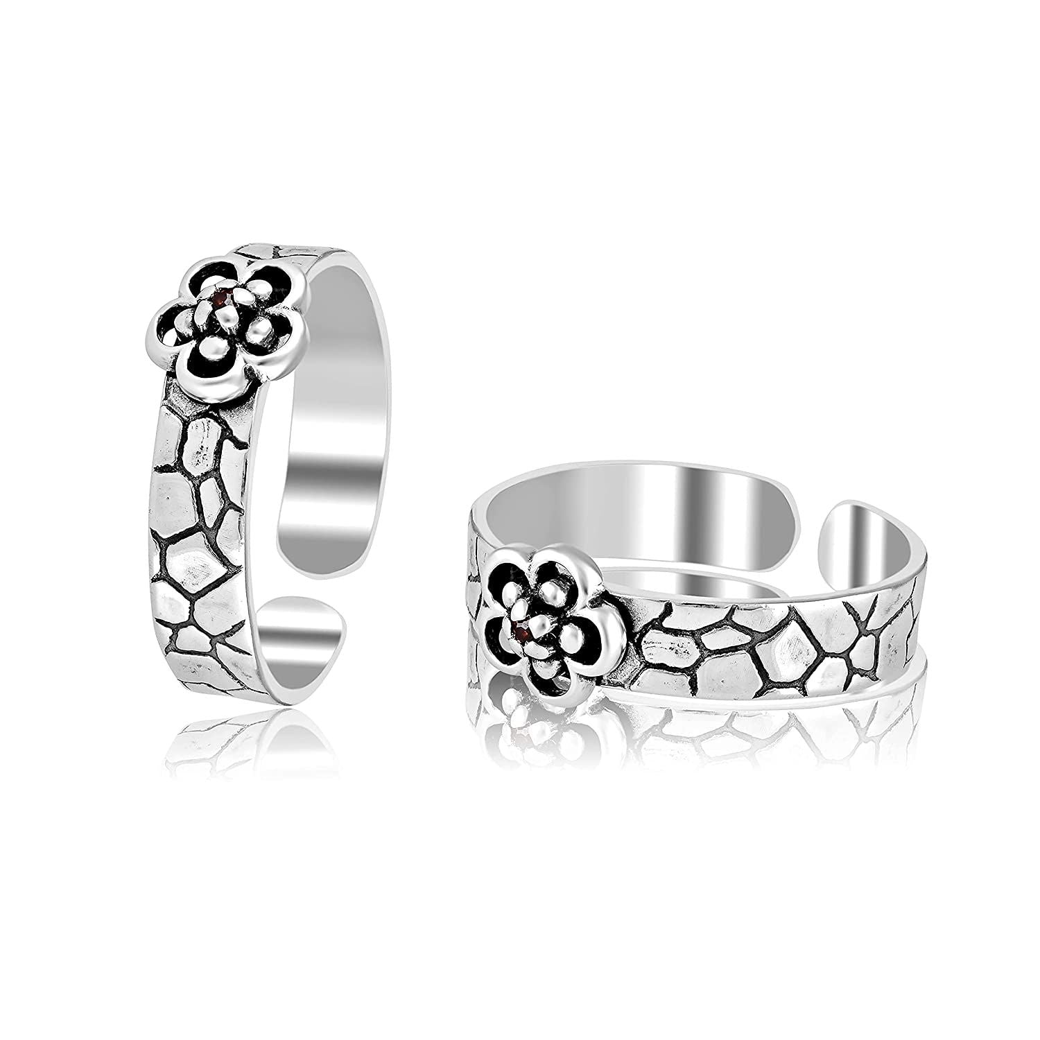 925 Sterling Silver Antique Floral Toe Ring For Women