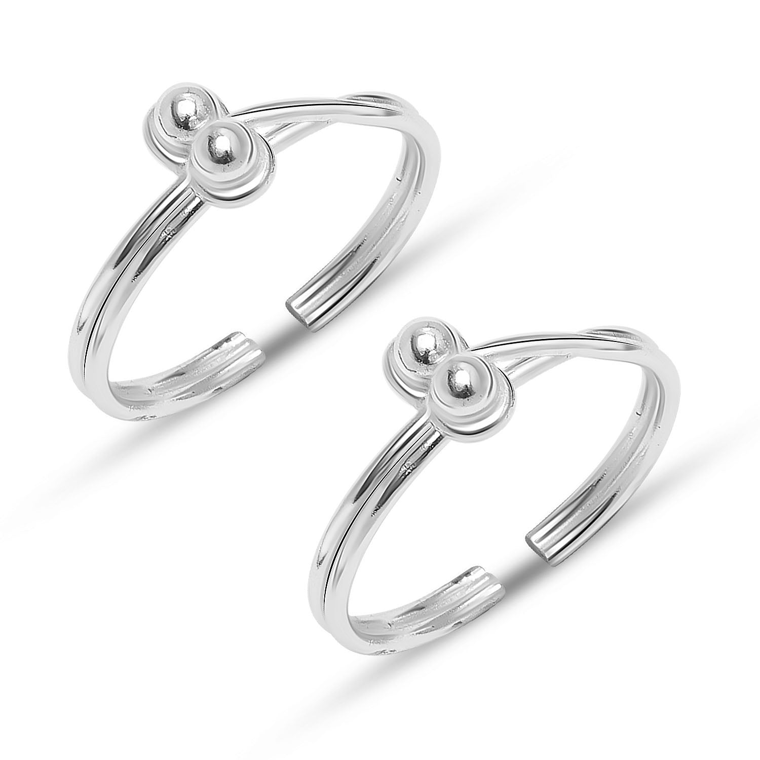 925 Sterling Silver Multi-Layered Beads Adjustable Toe Ring for Women