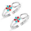 925 Sterling Silver Flower Enamel Toe Ring for Women