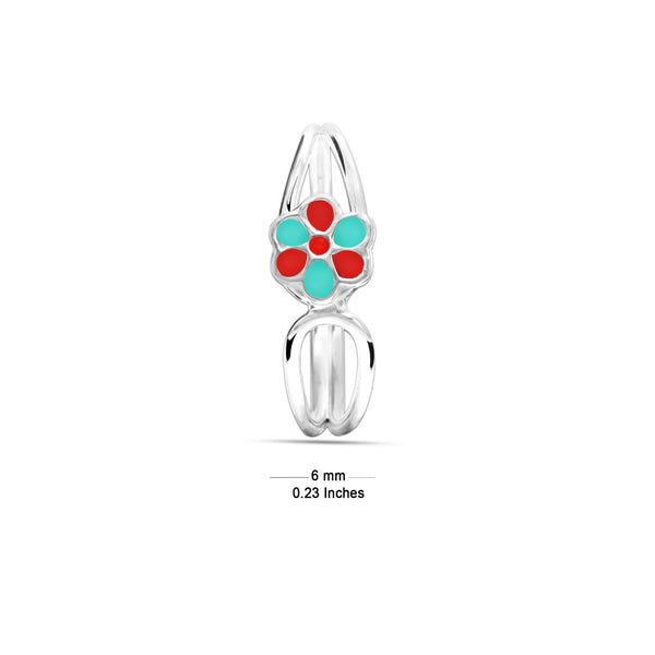 925 Sterling Silver Flower Enamel Toe Ring for Women