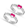 925 Sterling Silver Enamel Heart Toe Ring Pair for Women