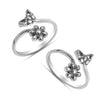 925 Sterling Silver Antique Butterfly and Floral Toe Ring for Women