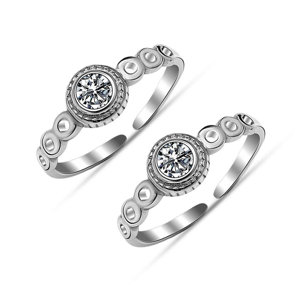 925 Sterling Silver Cubic Zirconia Toe Ring for Women