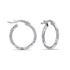 925 Sterling Silver Diamond-Cut Textured Click-Top Hoop Earrings for Women