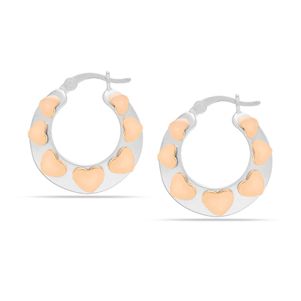 925 Sterling Silver Two-Tone Multi Heart Hoop Earrings for Women Teen