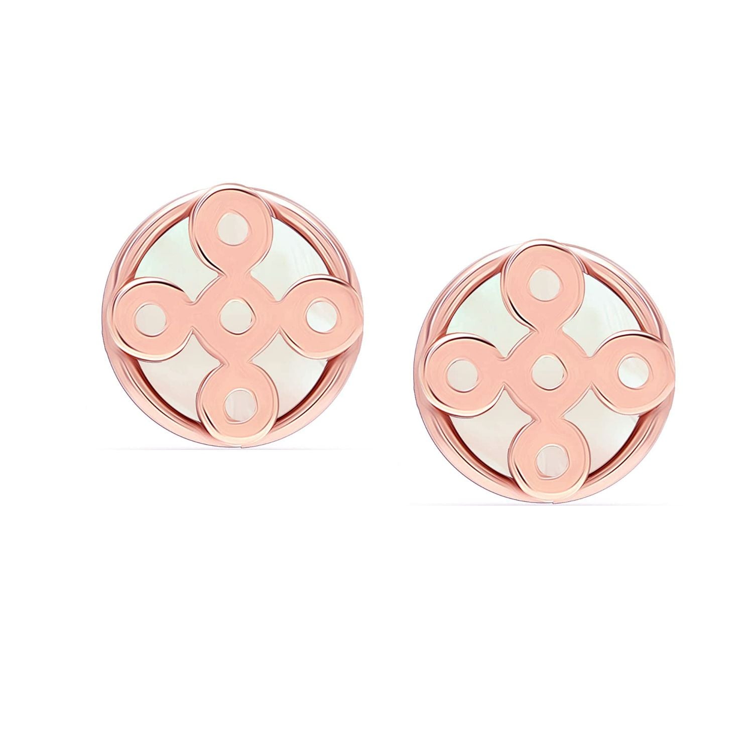 925 Sterling Silver Rose Gold-Plated Mother of Pearl Stud Earrings for Teen Women