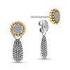 925 Sterling Silve Cubic Zirconia Antique Two-Tone Caviar Beaded Teardrop Drop Dangle Earrings for Women