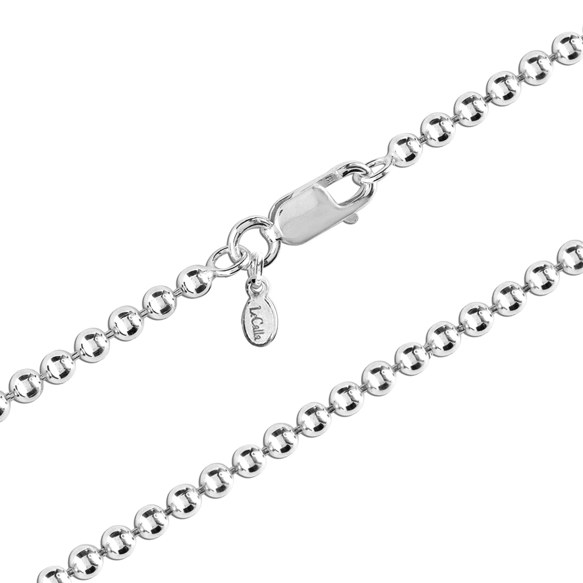 925 Sterling Silver Italian Ball-Chain Necklace for Men and Women 0.3 CM