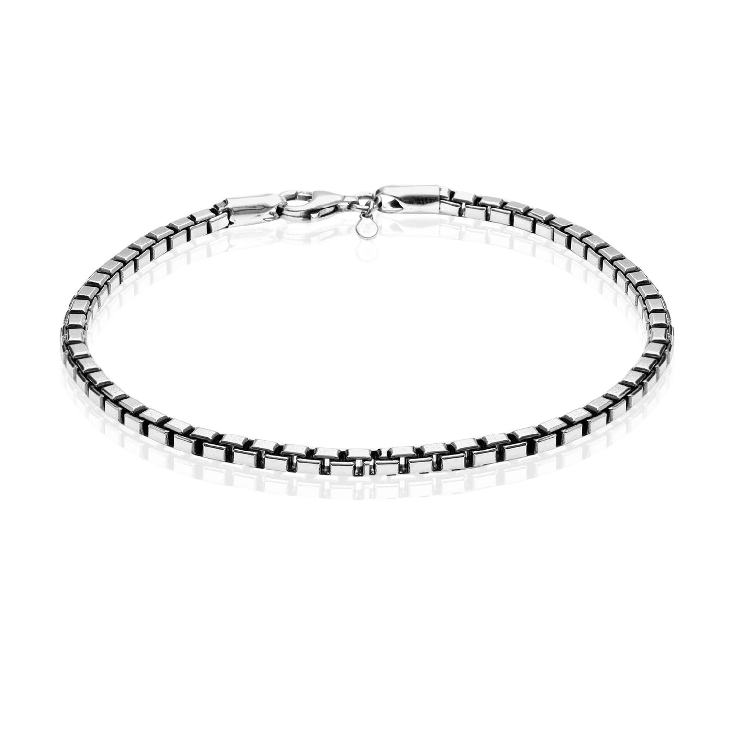 925 Sterling Silver Italian Box Chain Bracelet for Man