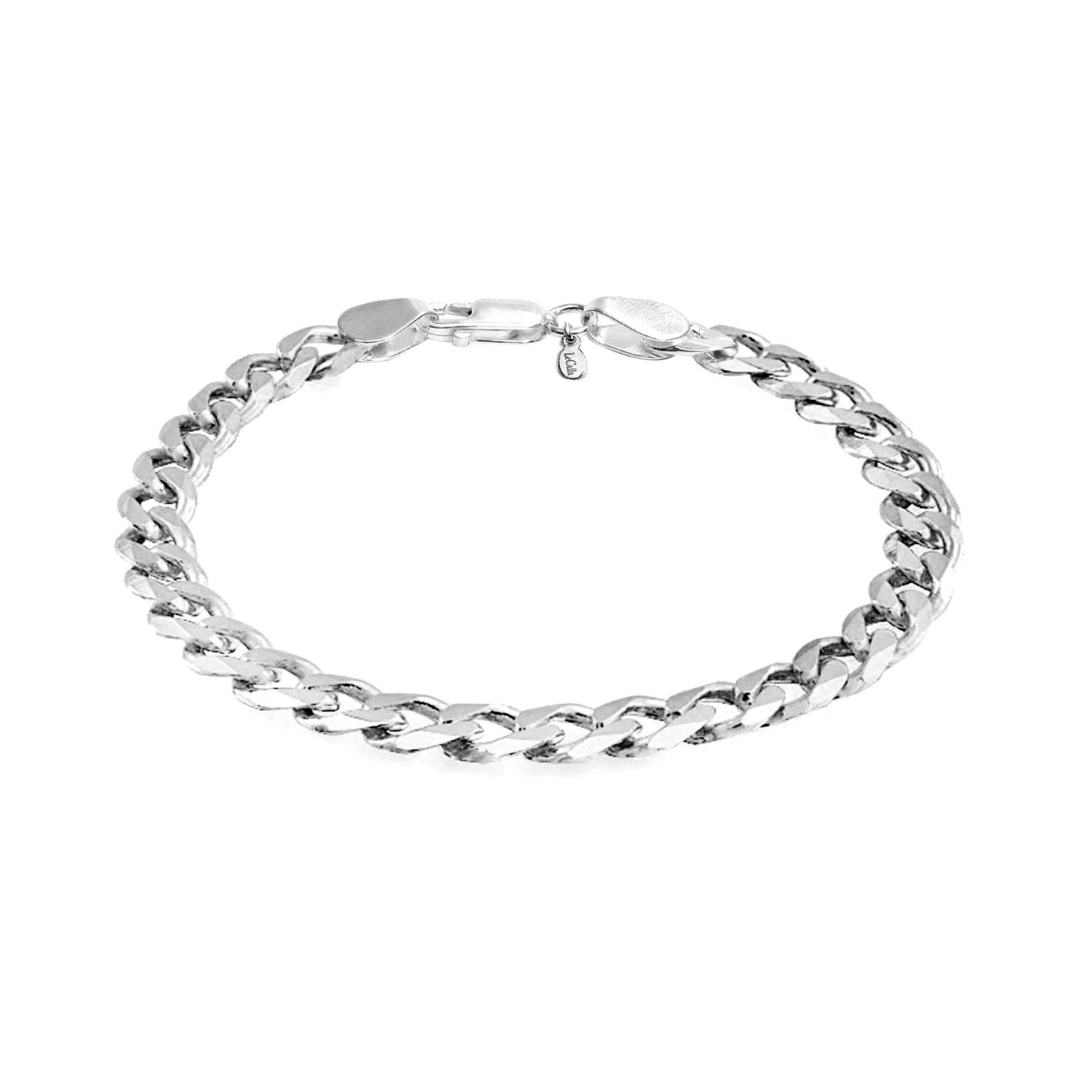 925 Sterling Silver Curb Chain Bracelet for Men 6.5 MM