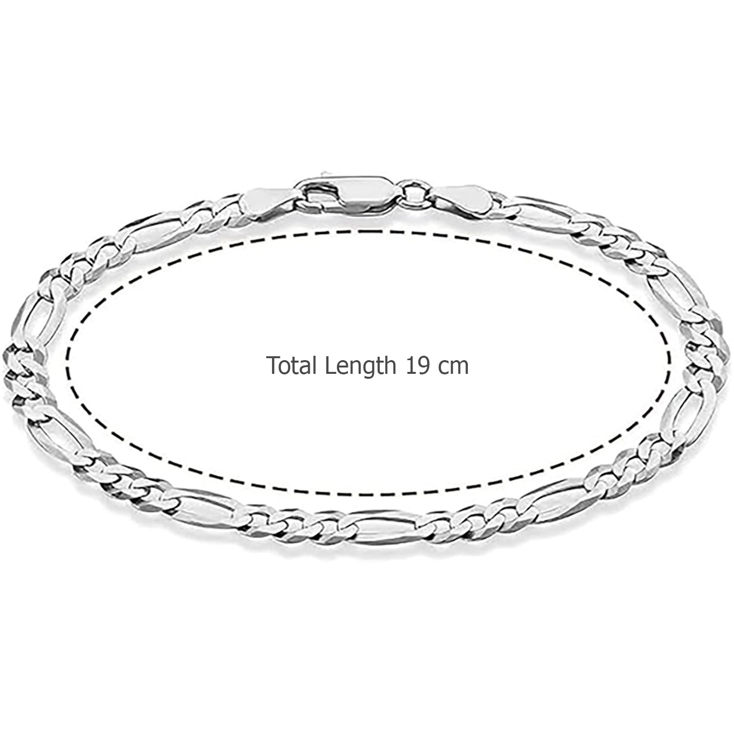 925 Sterling Silver Figaro Chain Bracelet for Men and Boys