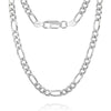 925 Sterling Silver Italian 0.7CM Solid Diamond-Cut Figaro Link Chain Necklace for Men and Women