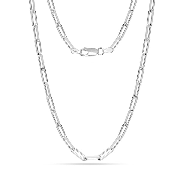 925 Sterling Silver Italian PaperClip Link Chain Necklace for Teen and Women 3.5 MM