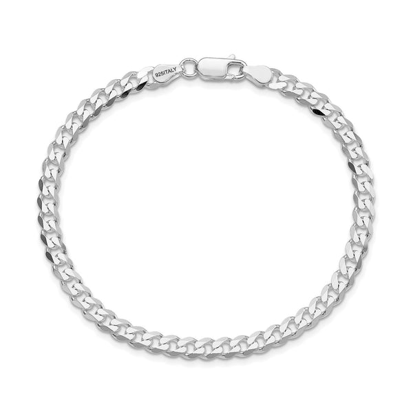 925 Sterling Silver Italian Diamond-Cut Link Curb Chain Bracelet for Men and Women 4.5MM