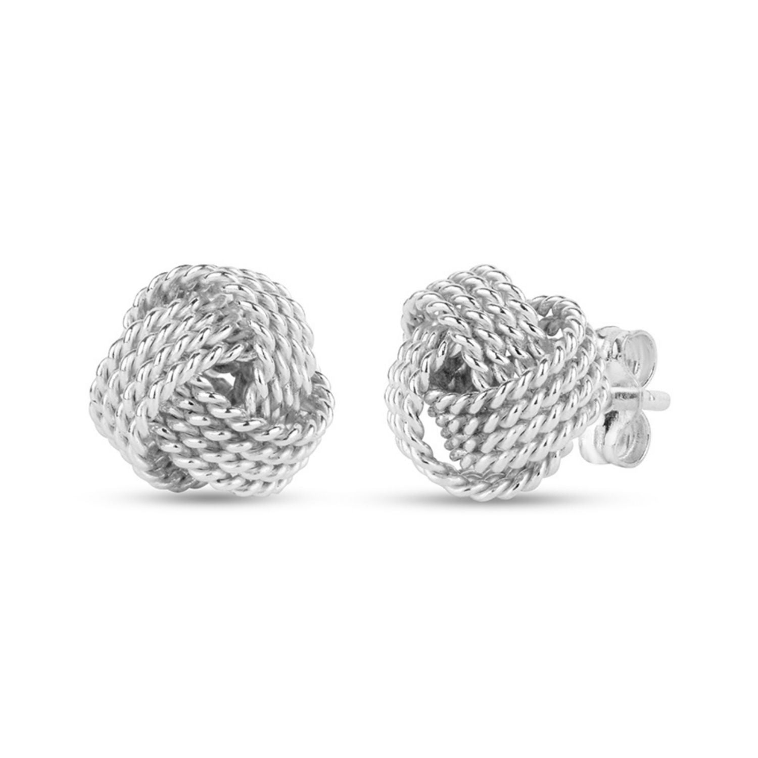 925 Sterling Silver Italian Design Diamond-Cut Wire Love Knot Stud Earrings for Women 10MM