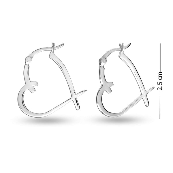 925 Sterling Silver Love Heart Click-Top Hoop Earrings for Women