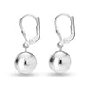 925 Sterling Silver Jewellery Light-Weight Dangle Ball Drop Leverback Earrings for Women 10MM