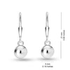 925 Sterling Silver Jewellery Light-Weight Dangle Ball Drop Leverback Earrings for Women 5MM