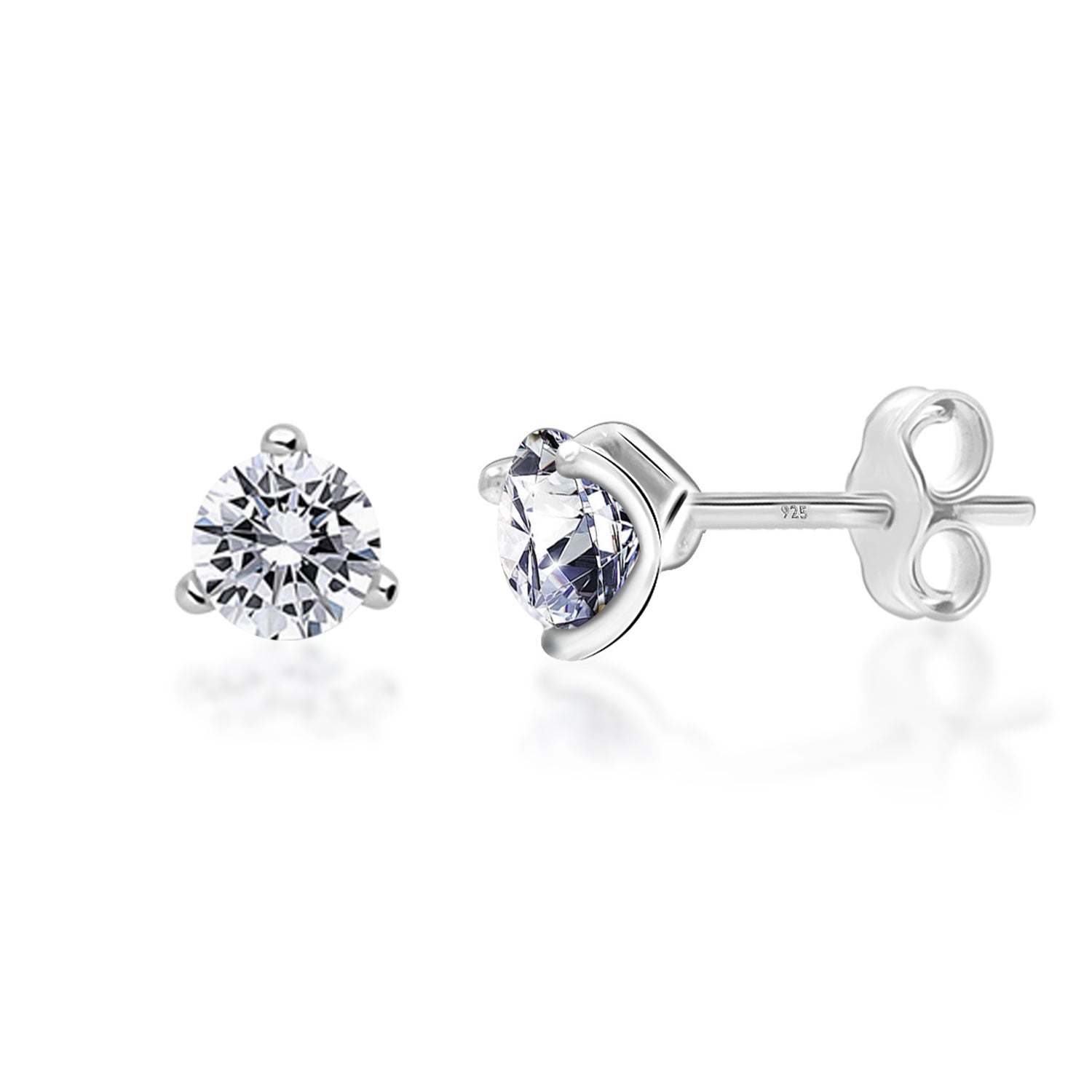 925 Sterling Silver Cubic Zirconia Martini Style Solitaire Diamond like Brilliance Sparkling Stud Earrings for Women