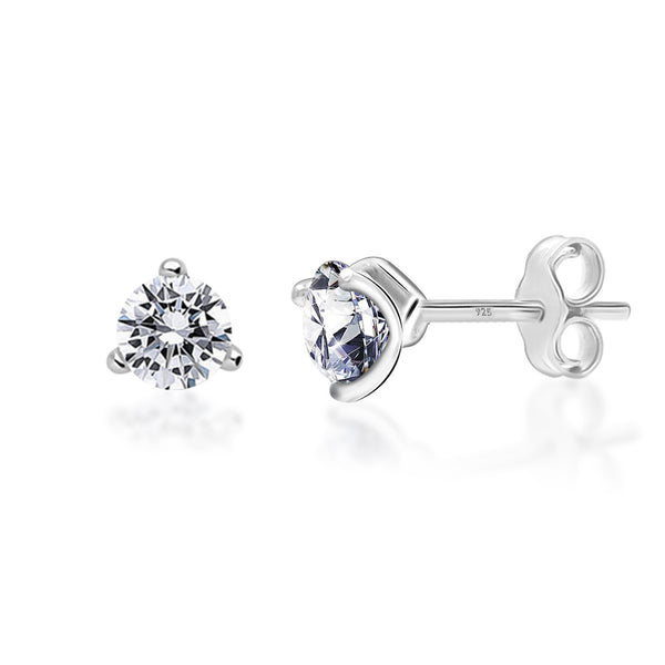 925 Sterling Silver Cubic Zirconia Martini Style Solitaire Diamond like Brilliance Sparkling Stud Earrings for Women