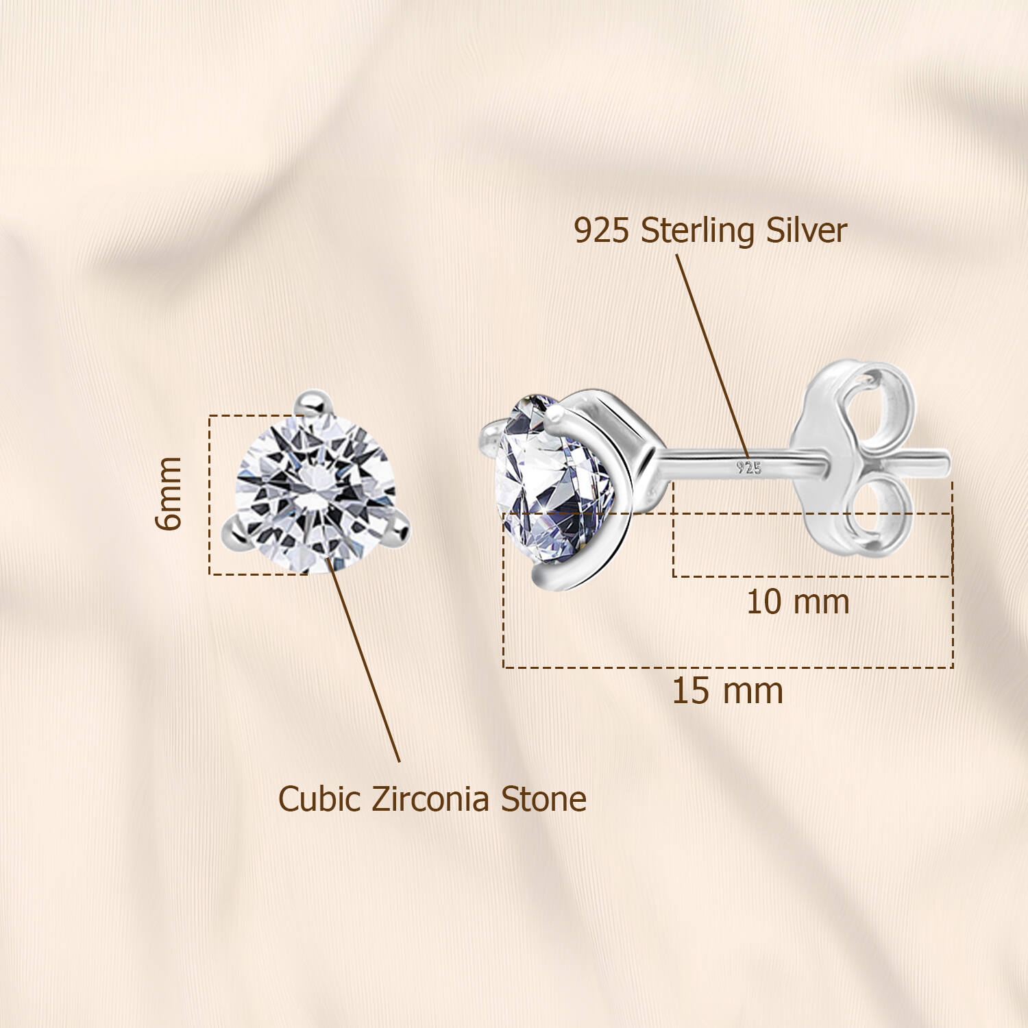 925 Sterling Silver Cubic Zirconia Martini Style Solitaire Diamond like Brilliance Sparkling Stud Earrings for Women