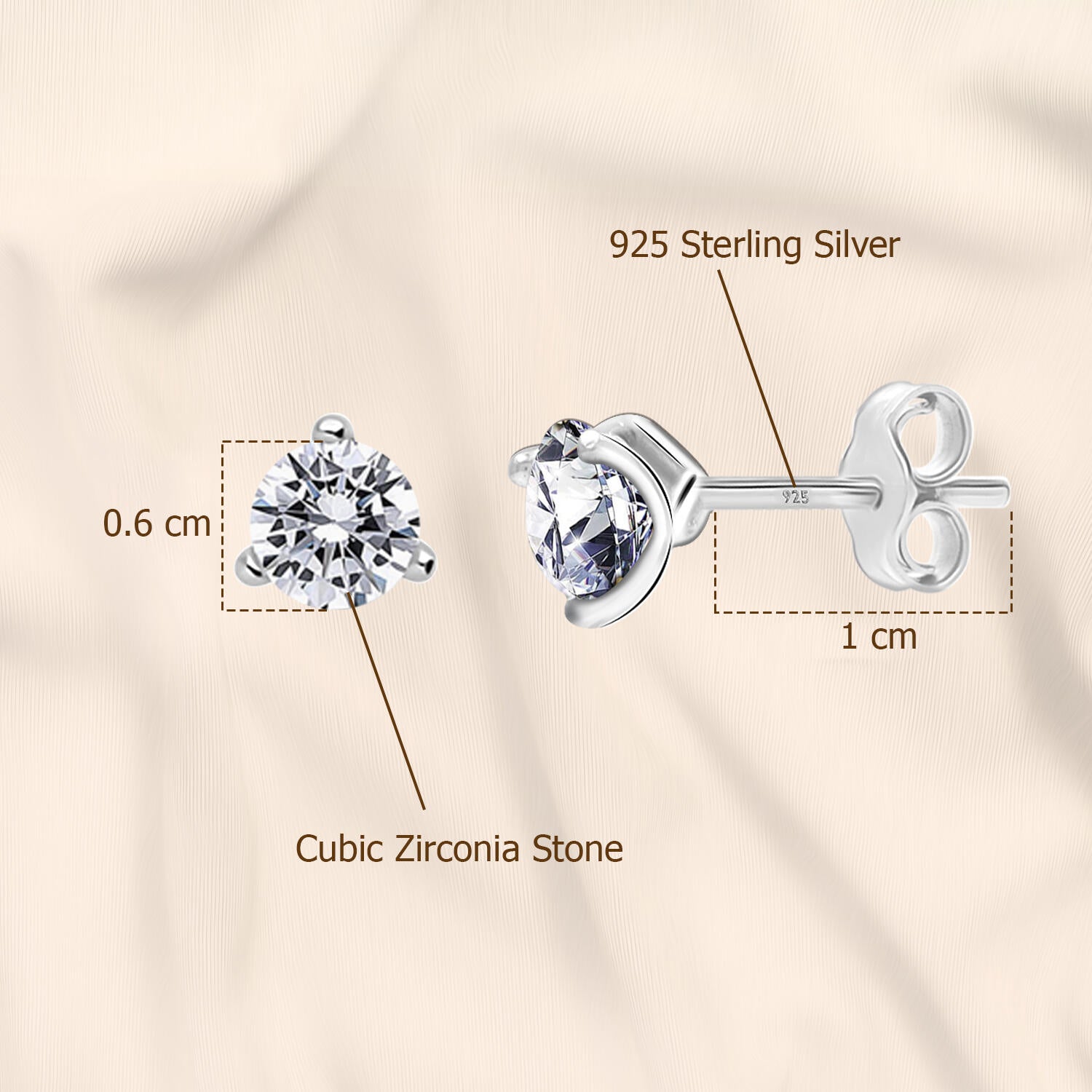 925 Sterling Silver Cubic Zirconia Martini Style Solitaire Diamond like Brilliance Sparkling Stud Earrings for Women