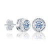 925 Sterling Silver Cubic Zirconia Hello Style Crystal White Sparkling Stud Earrings for Women