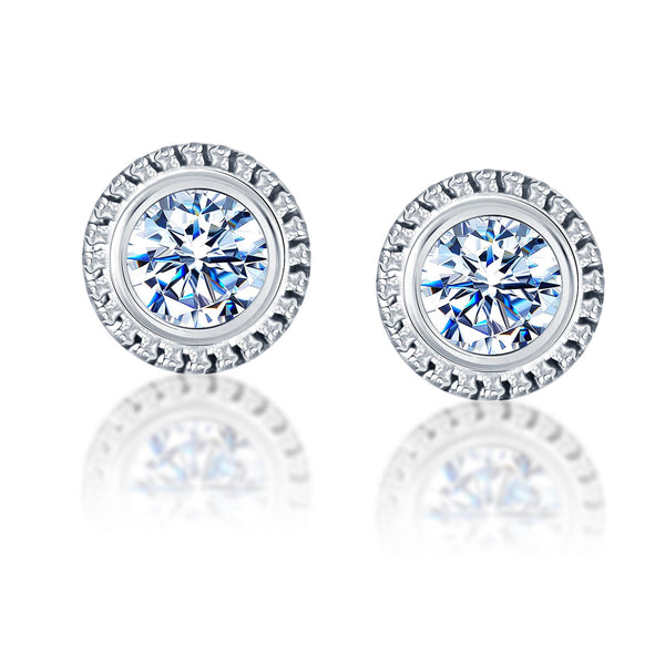 925 Sterling Silver Cubic Zirconia Hello Style Crystal White Sparkling Stud Earrings for Women