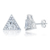 925 Sterling Silver Cubic Zirconia Sparkling White Studded Triangular Stud Earrings for Women