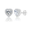 925 Sterling Silver Cubic Zirconia Sparkling Heart Shape Stud Earrings for Women