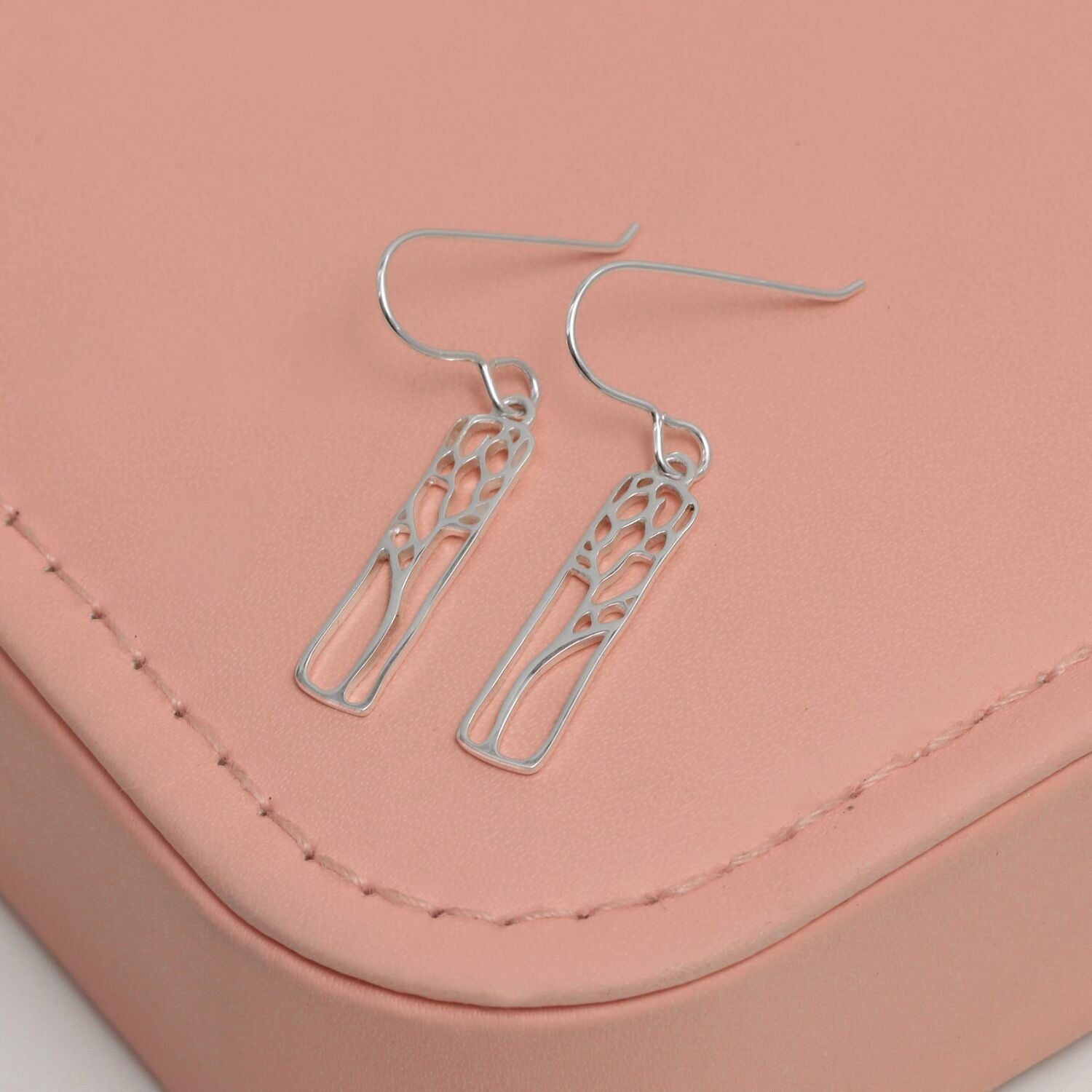 925 Sterling Silve Rectangle Tree Silhouette Drop Dangle Earrings for Women