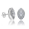 925 Sterling Silver Halo CZ Diamond like Brilliance Sparkling Marquise Ear Stud Earrings for Women