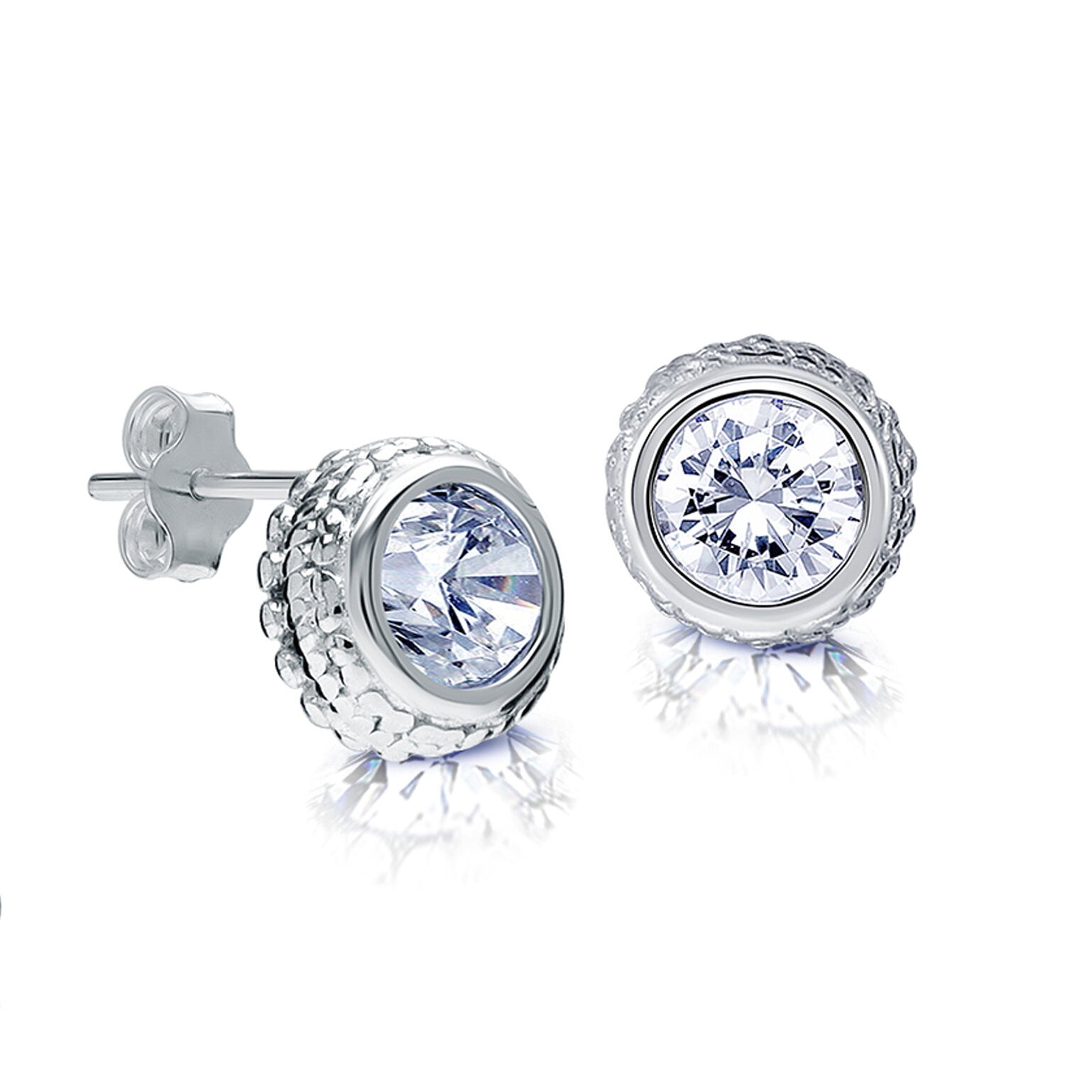 925 Sterling Silver Halo CZ Diamond like Brilliance Sparkling Braided Round Stud Earrings for Women