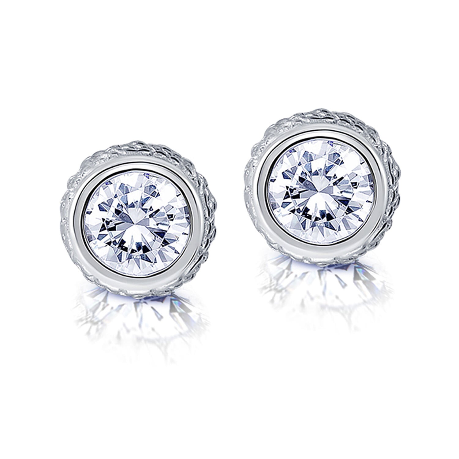 925 Sterling Silver Halo CZ Diamond like Brilliance Sparkling Braided Round Stud Earrings for Women