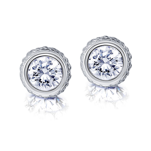 925 Sterling Silver Halo CZ Diamond like Brilliance Sparkling Braided Round Stud Earrings for Women