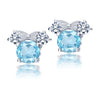 925 Sterling Silver Aquamarian Ear Halo CZ Brilliance Sparkling Stud Earrings for Women