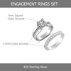 925 Sterling Silver Zirconia Cathedral Style Princess Engagement Ring Wedding Band for Women