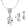 925 Sterling Silver Halo Cubic Zirconia Pear Shape Necklace Set for Women