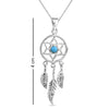 925 Sterling Silver Antique Blue Stone David Star Dream Catcher Pendant for Women