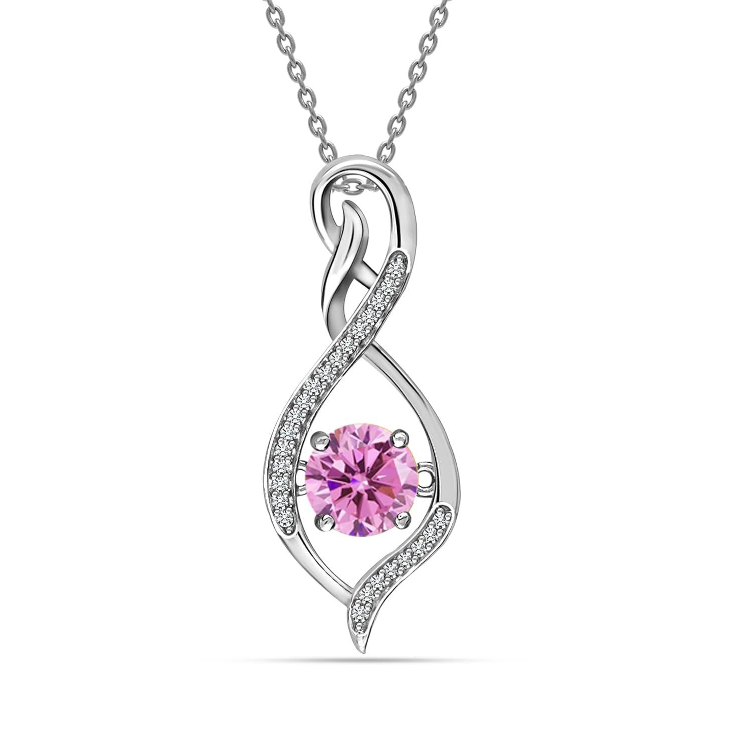 925 Sterling Silver Infinity Birthstone Pendant Necklace for Women