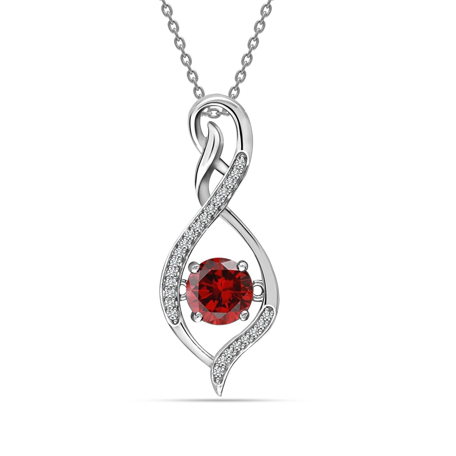 925 Sterling Silver Infinity Birthstone Pendant Necklace for Women