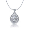 925 Sterling Silver Cubic Zirconia Diamond like Brilliance Sparkling Pear Shape Pendant Necklace for Women