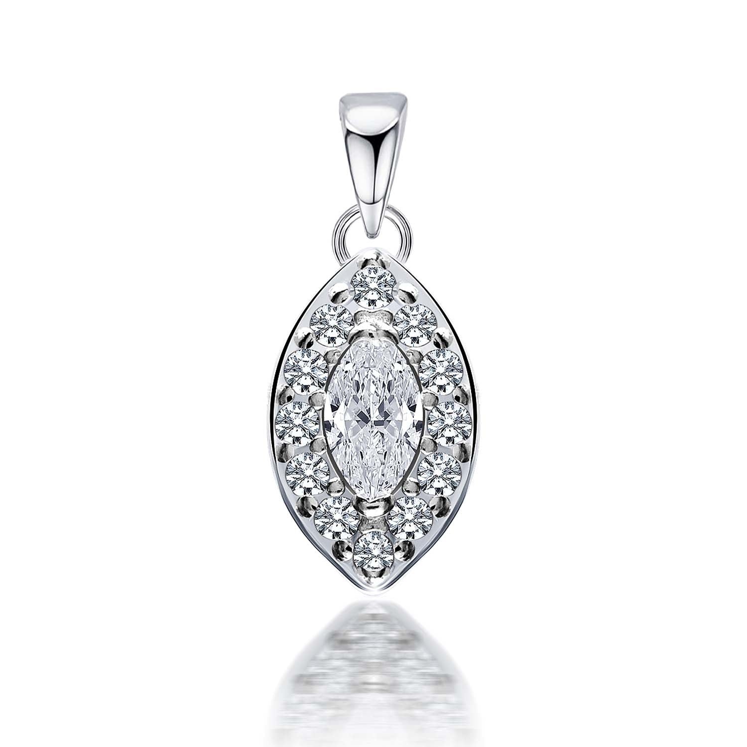 925 Sterling Silver Halo Cubic Zirconia Diamond like Brilliance Sparkling Marquise Pendant Necklace for Women