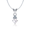 925 Sterling Silver Cubic Zirconia & Pearl Diamond like Brilliance Sparkling Pendant Necklace for Women