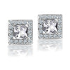 925 Sterling Silver Halo CZ Diamond like Brilliance Sparkling Square Ear Stud Earrings for Women