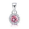 925 Sterling Silver Halo Pink Cubic Zirconia Diamond like Brilliance Sparkling Pendant Necklace for Women