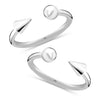 925 Sterling Silver Open Adjustable Ball & Bar Cone Toe Ring For Women