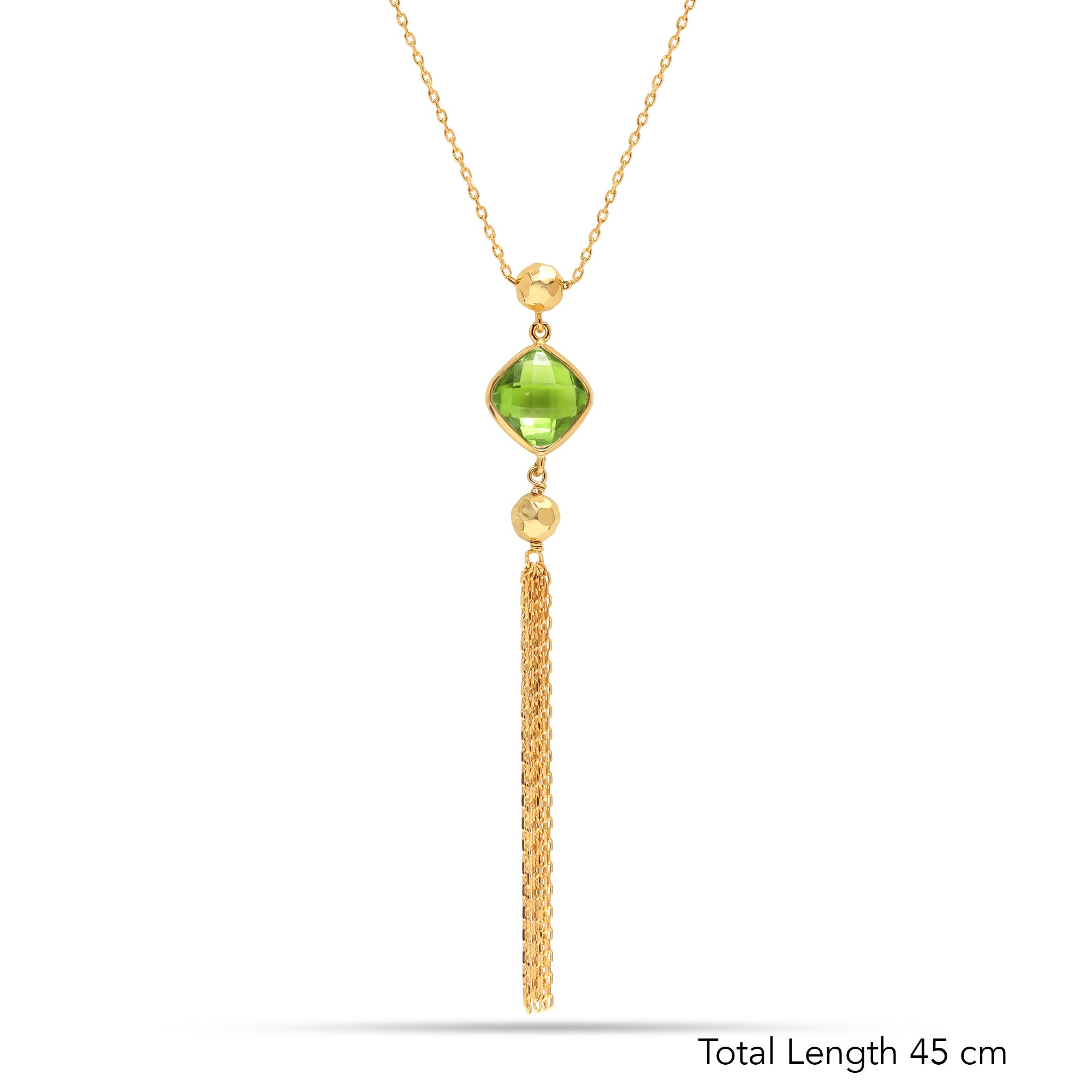 925 Sterling Silver Gold-Plated Peridot Natural Birthstone Necklace for Women