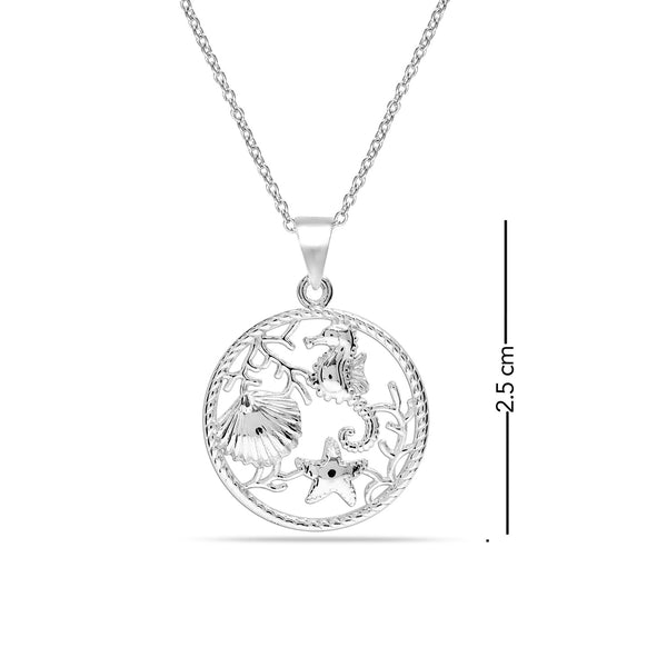 925 Sterling Silver Sea Life Pendant Necklace for Teen Women